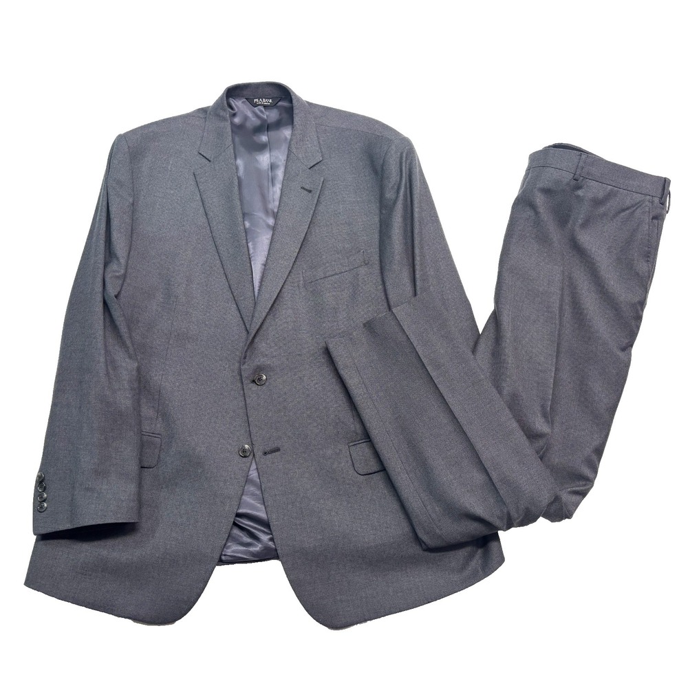 Jos A‎ Bank 52L 42x32 Gray Micro Check Pant Suit Lightweight Flannel Signature